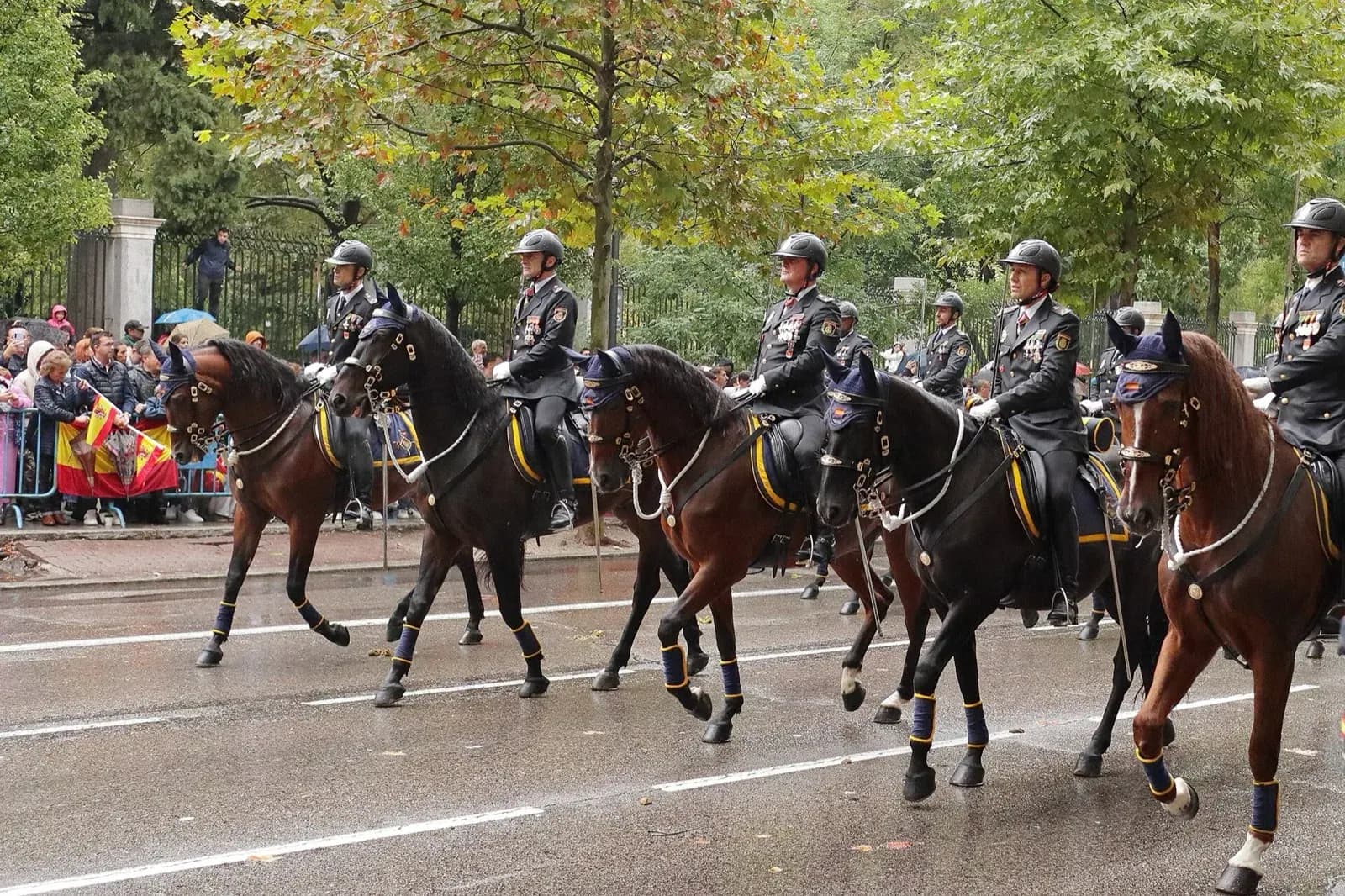 Agentes de la unidad de caballería de la Policía Nacional durante un desfile institucional